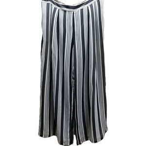 Zimmermann Anthropologie Womens Pants L Black Stripe Wide Leg Pull on Sheer Silk